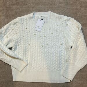 SUGARLIPS pearl embellished cable knit sweater